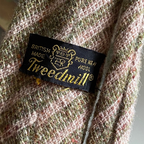 Tweedmill I 70s I Narrow British Green Gray Wool Tie - Picture 4 of 16